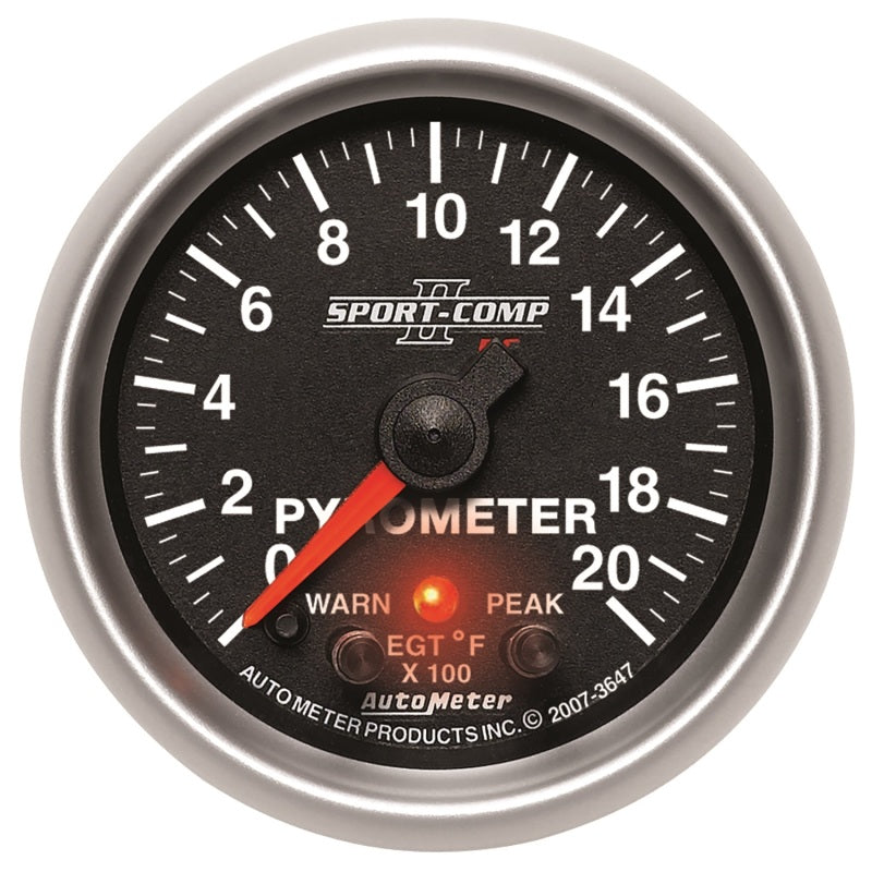 Autometer Elite 52.4mm 0-2000F Pyrometer Peak & Warn w/ Electronic Control Gauge - Burkken Auto Parts