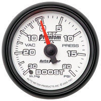 Autometer Phantom II 52.4mm Mechanical Vacuum / Boost Gauge 30 In. HG/20 PSI - Burkken Auto Parts
