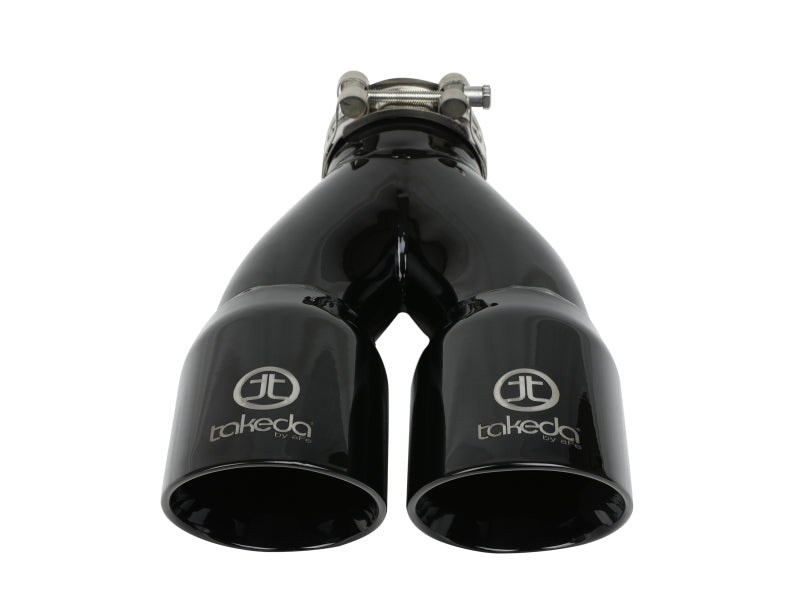 aFe Takeda 2.5in 304 Stainless Steel Clamp-on Exhaust Tip 2.5in Inlet 3in Dual Outlet - Black - Burkken Auto Parts