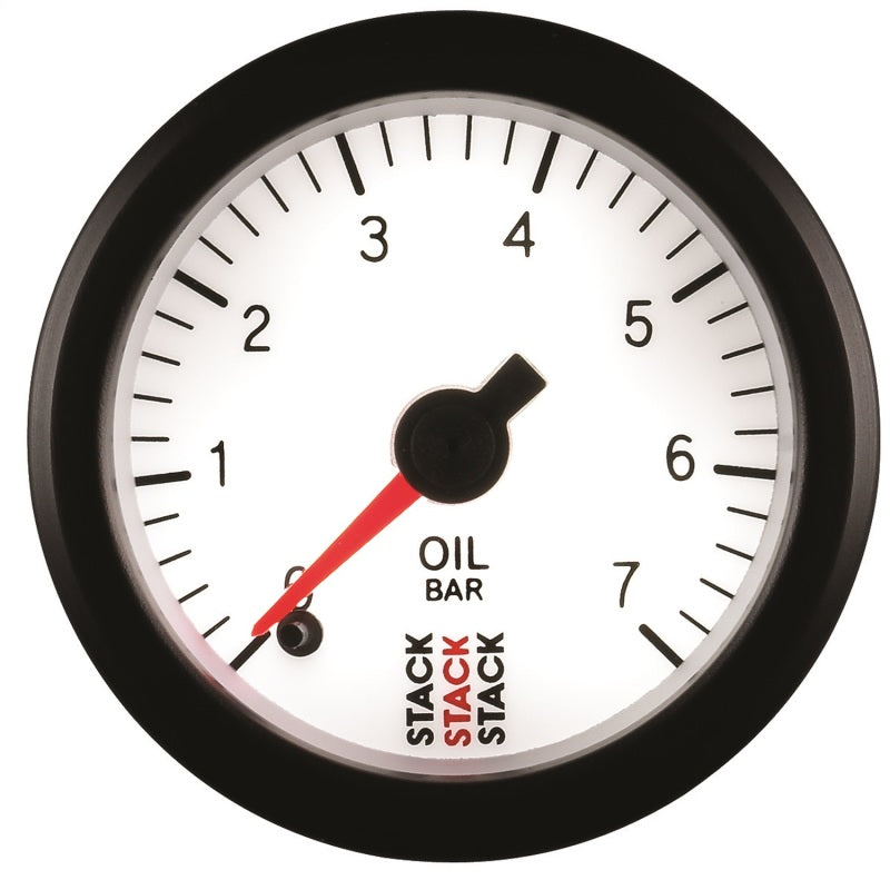 Autometer Stack 52mm 0-7 Bar M10 Male Pro Stepper Motor Oil Pressure Gauge - White - Burkken Auto Parts