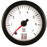 Autometer Stack 52mm 0-7 Bar M10 Male Pro Stepper Motor Oil Pressure Gauge - White - Burkken Auto Parts