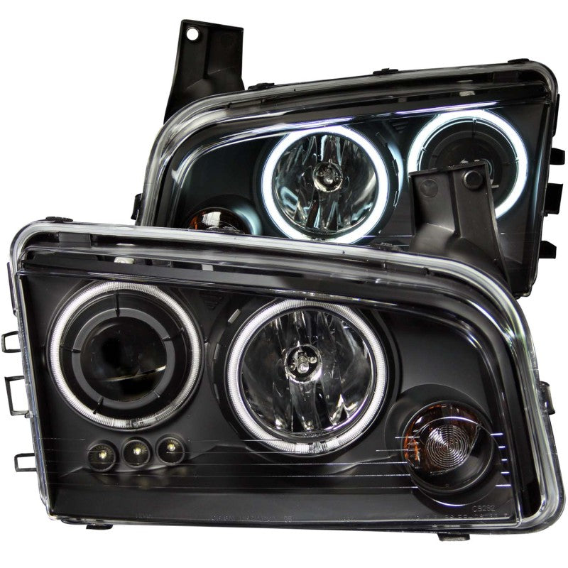 ANZO 2006-2010 Dodge Charger Projector Headlights w/ Halo Chrome (CCFL) - Burkken Auto Parts