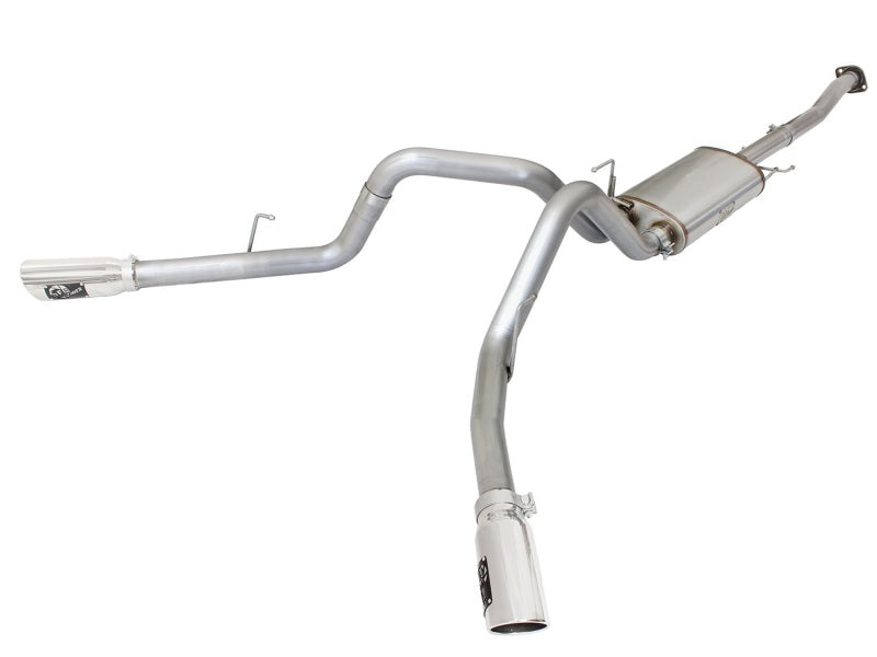 aFe MACHForce XP Exhaust 3in SS Dual Side Exit CB w/ Polish Tips 15 Ford F150 Ecoboost V6-2.7L/3.5L - Burkken Auto Parts