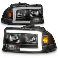 ANZO 97-04 Dodge Dakota/Durango Crystal headlight Set w/ Light Bar Black Housing - Burkken Auto Parts