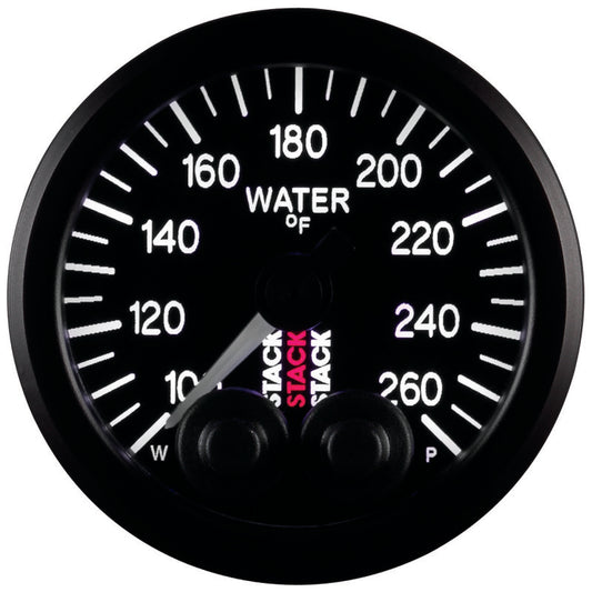 Autometer Stack Pro Control 52mm 100-260 deg F Water Temp Gauge - Black (1/8in NPTF Male) - Burkken Auto Parts