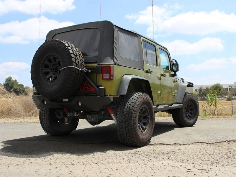 aFe Rebel Series Cat-Back 2.5in Dual Center Exit SS Exhaust w/ Black Tips 07-14 Jeep Wrangler V6 - Burkken Auto Parts
