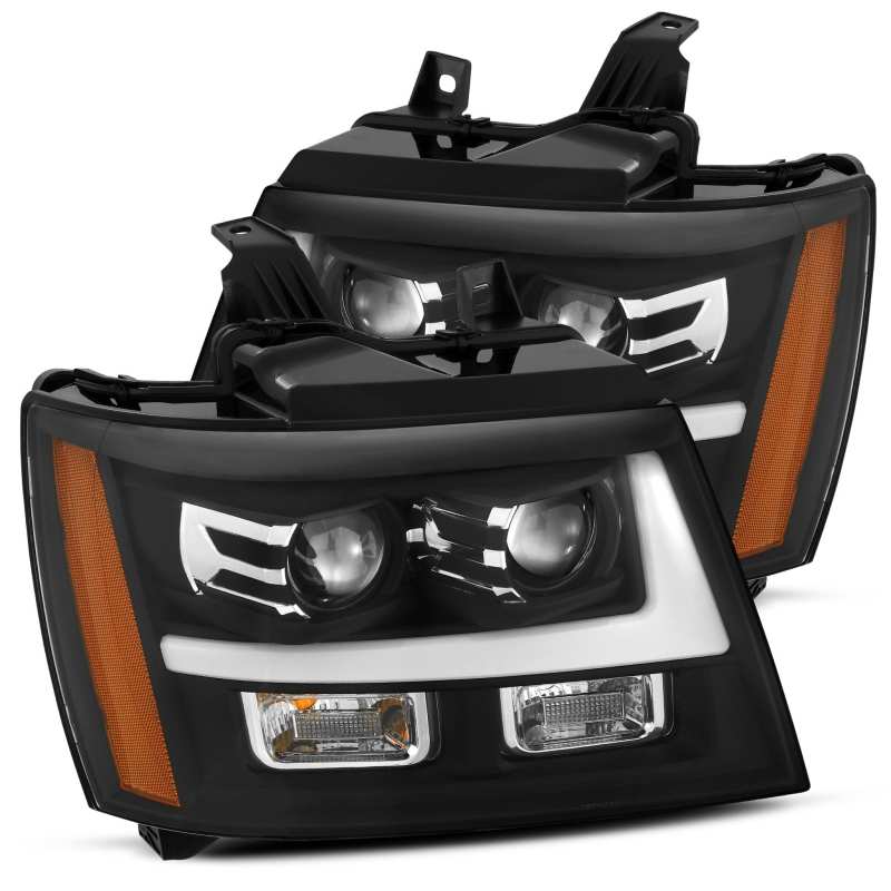 AlphaRex 07-14 Chevrolet Tahoe/Suburban LUXX-Series LED Projector headlights Black w/ DRL/Sequential - Burkken Auto Parts