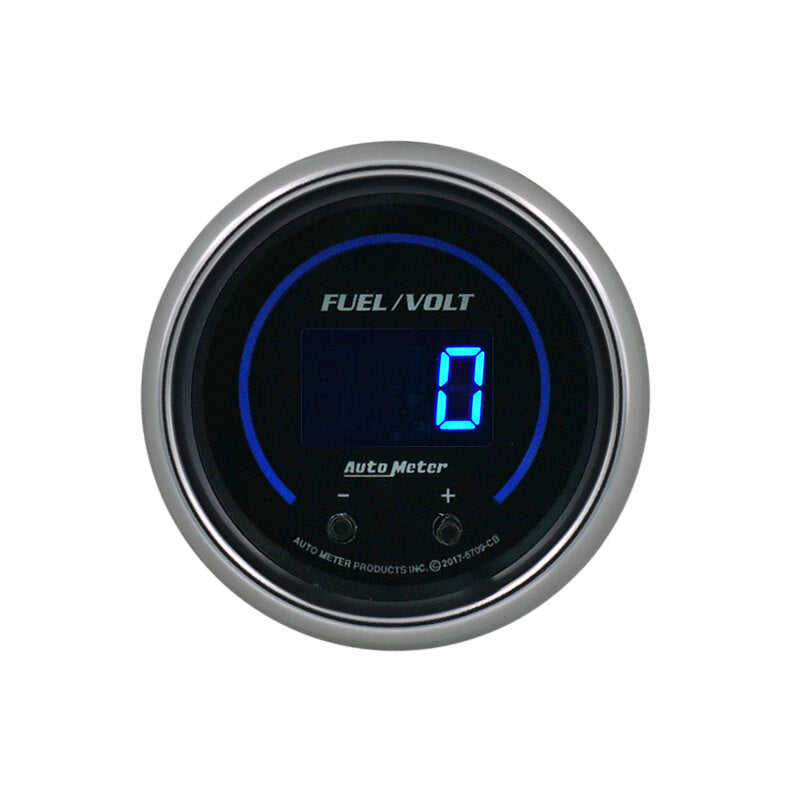 Autometer 52.4mm Black Switchable 0-100 Fuel Level / 8-18V Voltmeter Cobalt Elite Digital Gauge - Burkken Auto Parts