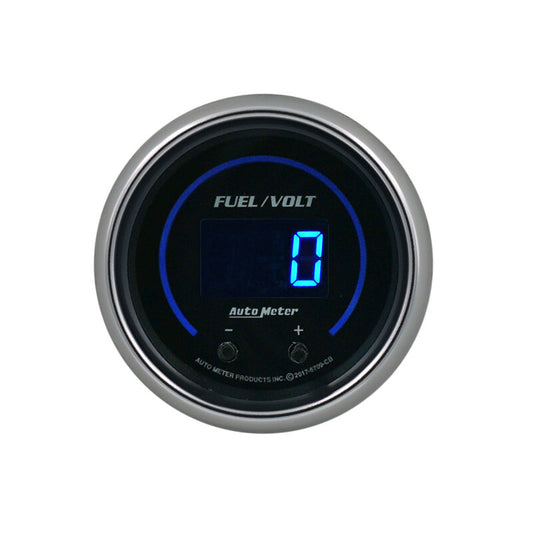 Autometer 52.4mm Black Switchable 0-100 Fuel Level / 8-18V Voltmeter Cobalt Elite Digital Gauge - Burkken Auto Parts