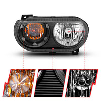 ANZO 2008-2014 Dodge Challenger Crystal Headlights Black - Burkken Auto Parts