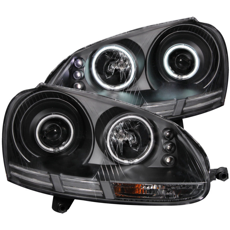 ANZO 2006-2009 Volkswagen Rabbit Projector Headlights w/ Halo Black (CCFL) - Burkken Auto Parts
