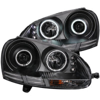 ANZO 2006-2009 Volkswagen Rabbit Projector Headlights w/ Halo Black (CCFL) - Burkken Auto Parts