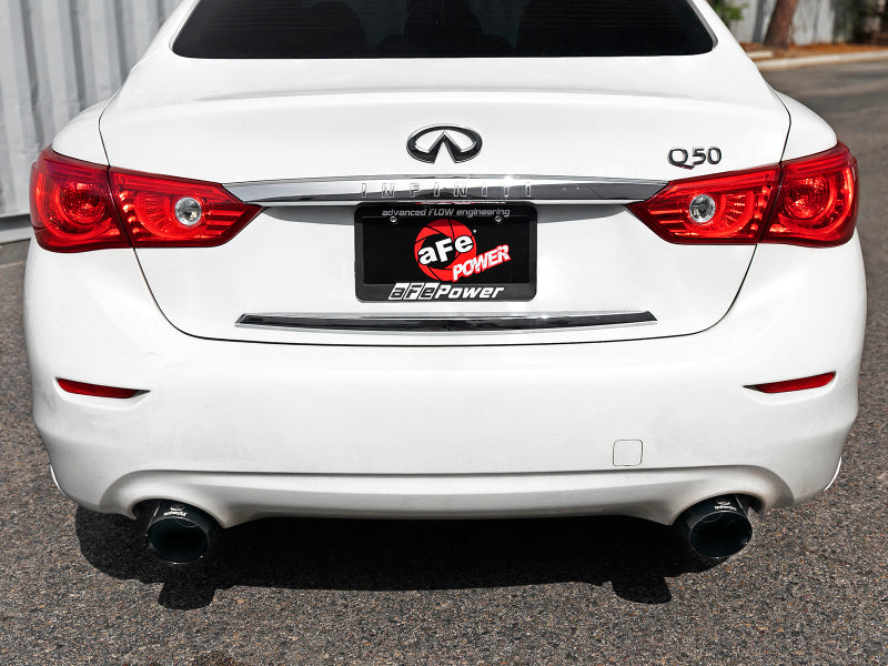aFe Takeda 2.5in 304 SS Cat-Back Exhaust System w/ Black Tips 16-18 Infiniti Q50 V6-3.0L (tt) - Burkken Auto Parts