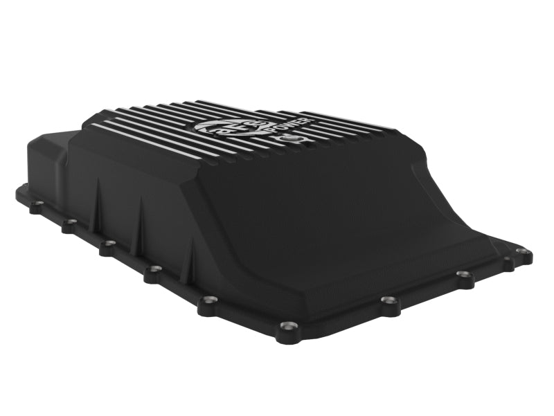 aFe 17-24 Ford F-150 10R60/10R80 Pro Series Rear Transmission Pan Black w/ Machined Fins - Burkken Auto Parts