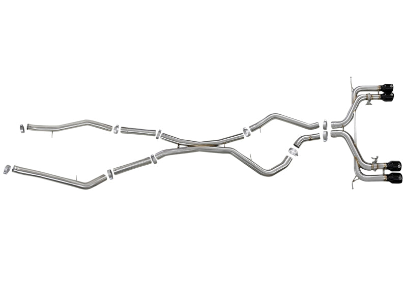 aFe MACH Force-Xp 3.5in. 304 SS C/B Exhaust w/o Muffler 15-18 BMW X5 M V8-4.4L (tt) - Black Tip - Burkken Auto Parts