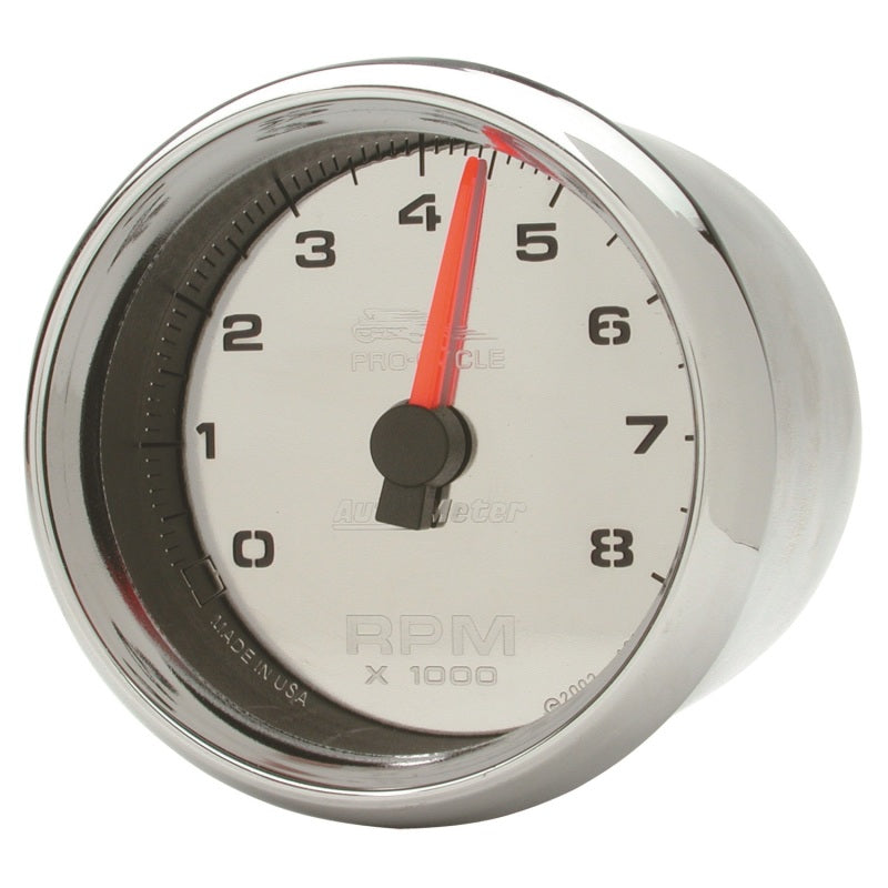Autometer Pro-Cycle Gauge Tach 2-5/8in 8K Rpm 2&4 Cylinder Chrome - Burkken Auto Parts
