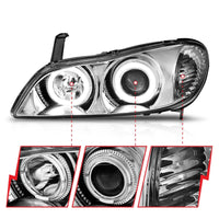 ANZO 2000-2004 Infiniti I30 Projector Headlights w/ Halo Chrome - Burkken Auto Parts