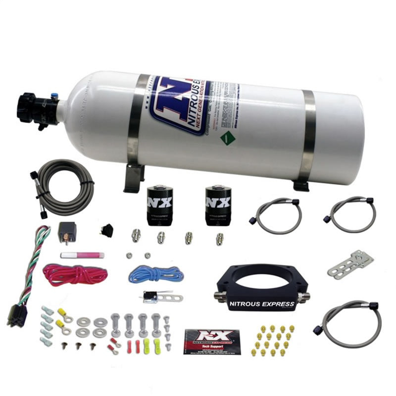 Nitrous Express GM LS 90mm Nitrous Plate Kit (50-400HP) w/15lb Bottle - Burkken Auto Parts