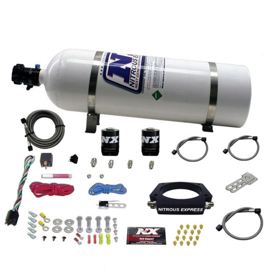 Nitrous Express GM LS 90mm Nitrous Plate Kit (50-400HP) w/15lb Bottle - Burkken Auto Parts