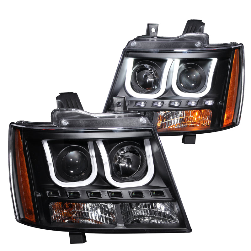 ANZO 2007-2013 Chevrolet Avalanche Projector Headlights w/ U-Bar Black - Burkken Auto Parts