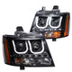 ANZO 2007-2013 Chevrolet Avalanche Projector Headlights w/ U-Bar Black - Burkken Auto Parts