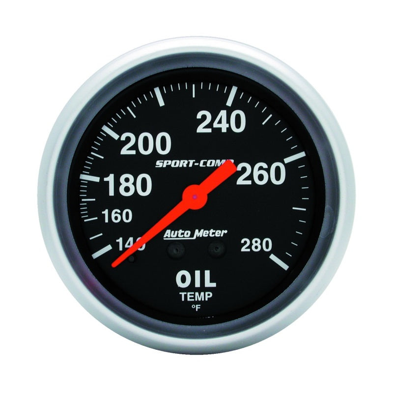 Autometer Sport-Comp 66.7mm 140-280 Degree F PSI Mechanical Oil Temperature Gauge - Burkken Auto Parts