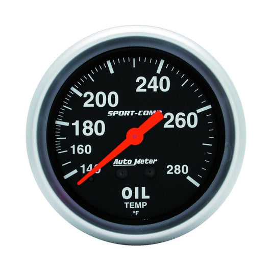Autometer Sport-Comp 66.7mm 140-280 Degree F PSI Mechanical Oil Temperature Gauge - Burkken Auto Parts