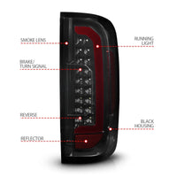 ANZO 15-21 GMC Canyon Full LED Tail Lights w/ Red Lightbar Black Housing Smoke Lens - Burkken Auto Parts