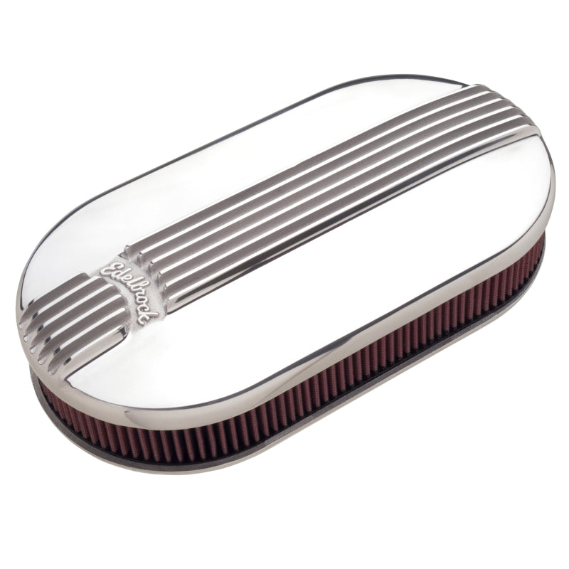 Edelbrock Air Cleaner Classic Series Oval Aluminum Top Dual Carburetor Polished - Burkken Auto Parts