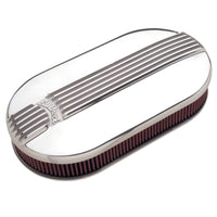 Edelbrock Air Cleaner Classic Series Oval Aluminum Top Dual Carburetor Polished - Burkken Auto Parts