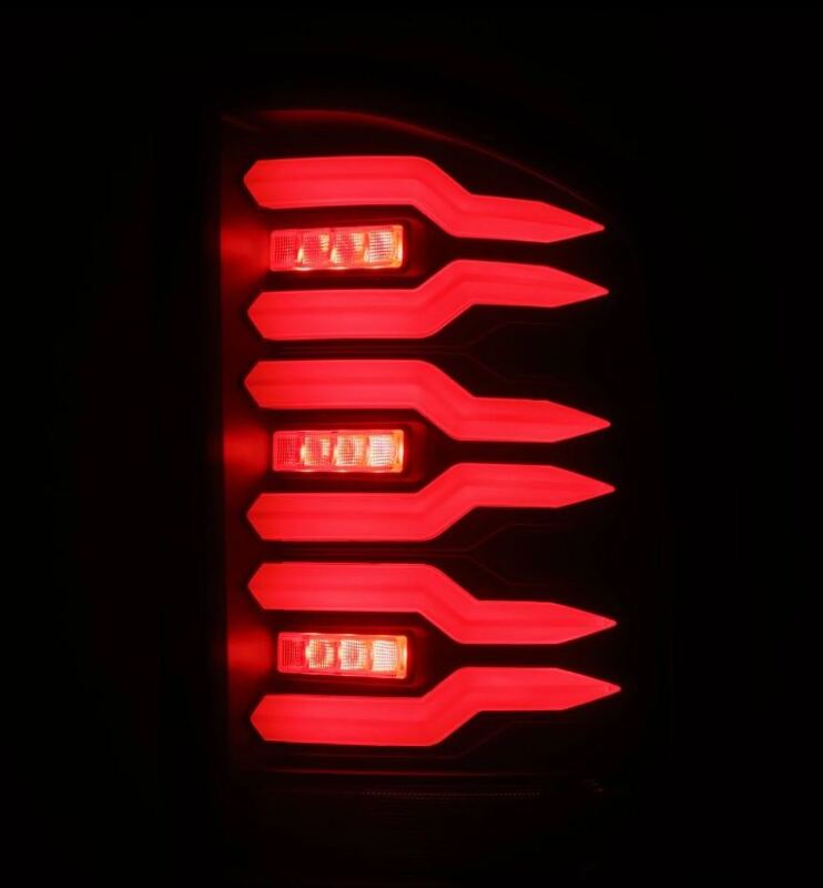 AlphaRex 07-14 Chevrolet Silverado 1500/2500HD/3500HD Luxx-Series LED Tail Lights Blk w/Smoked Lens - Burkken Auto Parts