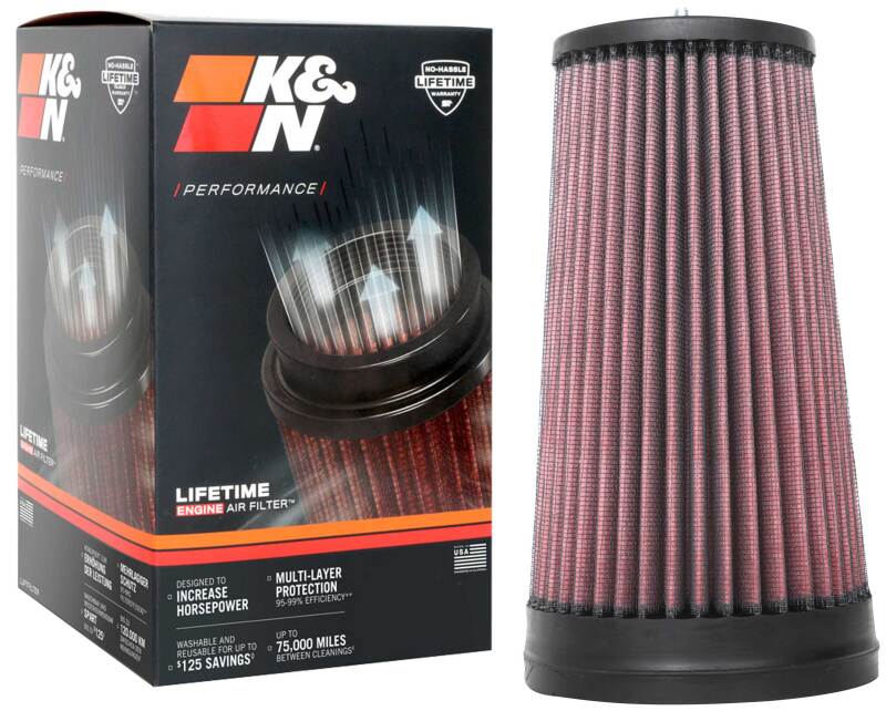 K&N Universal Unique Air Filter 2-3/4in FLG x 4-21/32in Base x 3-1/2in Top x 8-1/4in Height - Burkken Auto Parts