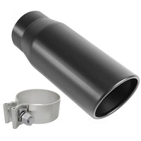 MagnaFlow Tip Black Coated  w/ Clamp Single Wall Round Outlet 4in Diameter 3in Inlet 12in Length - Burkken Auto Parts