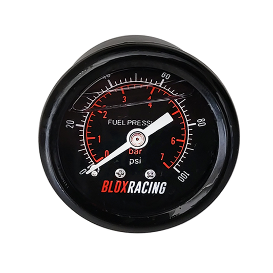 BLOX Racing Liquid-Filled Fuel Pressure Gauge 0-100psi (Black Face) - Burkken Auto Parts