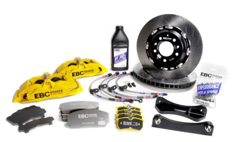 EBC Racing 15-17 Ford Fiesta (Mk7) Yellow Apollo-4 Calipers 300mm Rotors Front Big Brake Kit - Burkken Auto Parts