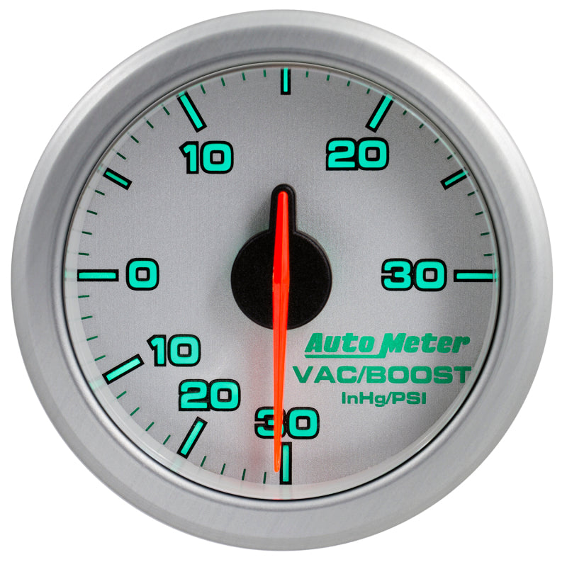 Autometer Airdrive 2-1/6in Boost/Vac Gauge 30in HG/30 PSI - Silver - Burkken Auto Parts