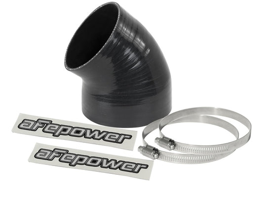 aFe Magnum FORCE CAI Univ. Silicone (4.125in to 3.5in ID / 49 Deg.) Elbow Reducing Coupler - Black - Burkken Auto Parts