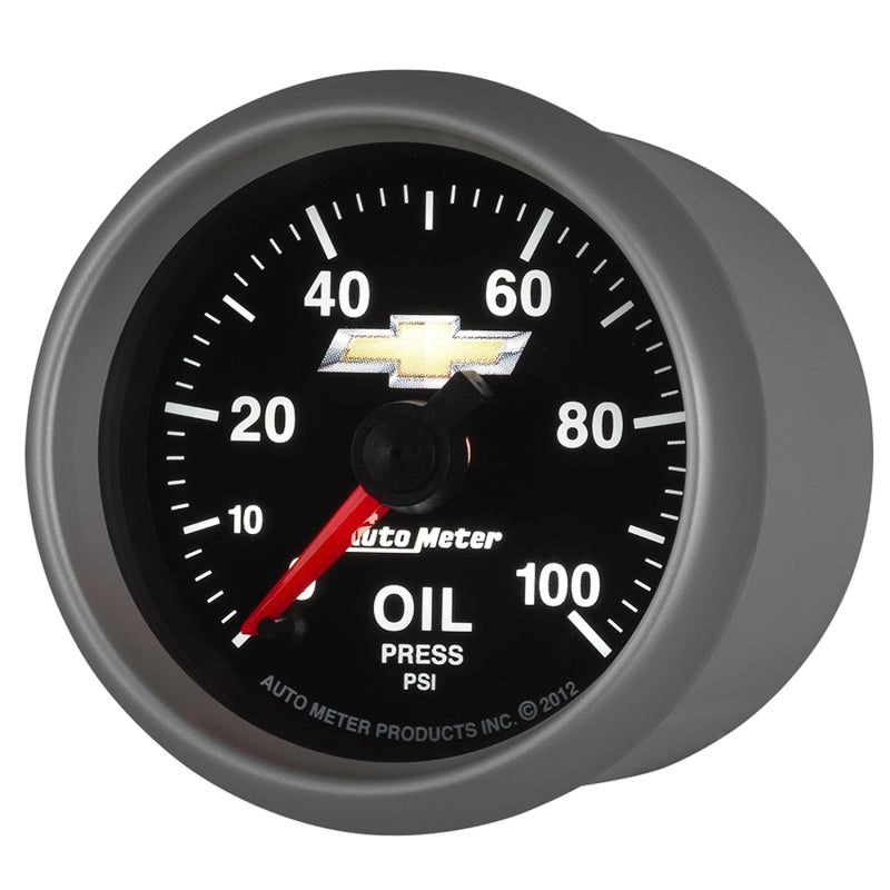 AutoMeter Gauge Oil Press 2-1/16in. 100PSI Digital Stepper Motor Chevy Gold Bowtie - Burkken Auto Parts