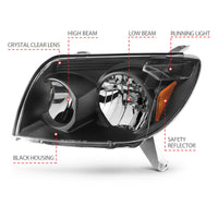 ANZO 2003-2005 Toyota 4Runner Crystal Headlights Black - Burkken Auto Parts