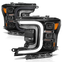 ANZO 18-20 Ford F-150 Full Led Projector Smoke Bar Style Headlights Black Amber - Burkken Auto Parts
