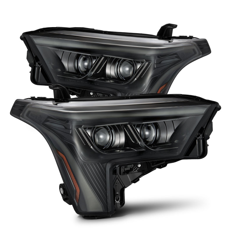 AlphaRex 22-23 Toyota Tundra LUXX-Series Headlights Alpha-Black w/Amber DRL - Req 810029 OR 810030 - Burkken Auto Parts