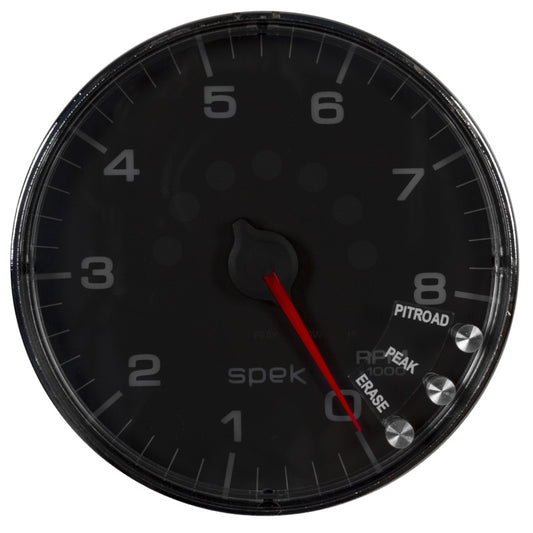 Autometer Spek-Pro Gauge Tachometer 5in 8K Rpm W/Shift Light & Peak Mem Black/Chrome - Burkken Auto Parts