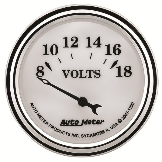 AutoMeter Gauge Voltmeter 2-1/16in. 18V Elec Old Tyme White II - Burkken Auto Parts