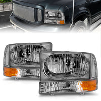 ANZO 2000-2004 Ford Excursion Crystal Headlights Chrome w/ Corner Lights 2pc - Burkken Auto Parts