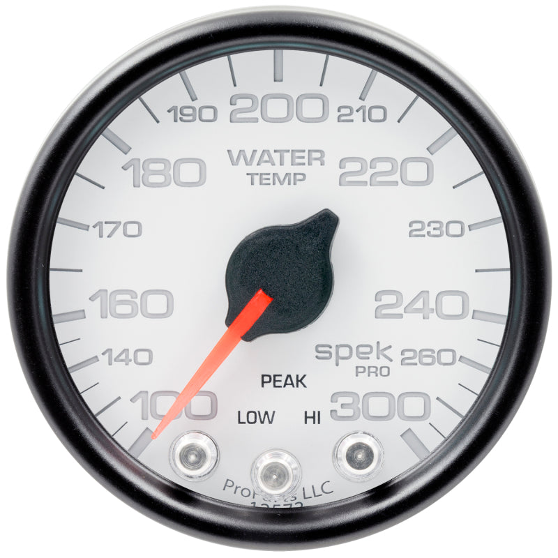 Autometer Spek-Pro Gauge Water Temp 2 1/16in 300f Stepper Motor W/Peak & Warn Wht/Blk - Burkken Auto Parts