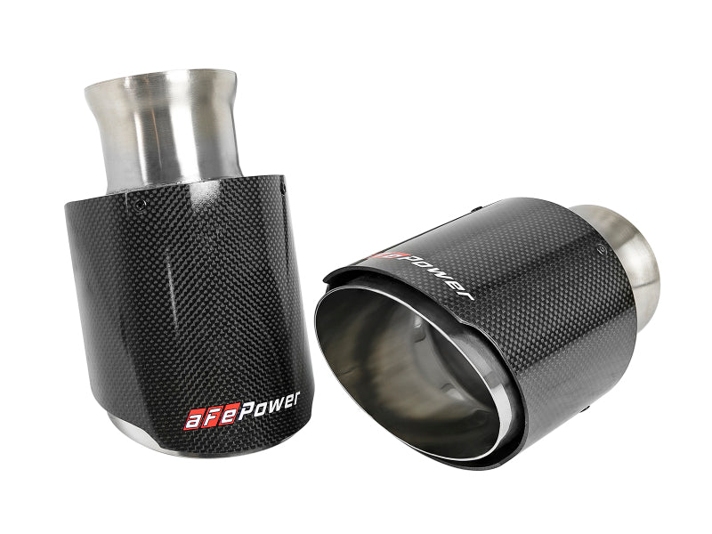 aFe MACH Force-XP 4-1/2in Carbon Fiber OE Replacement Exhaust Tips - 15-19 Dodge Charger/Hellcat - Burkken Auto Parts