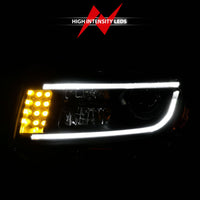 ANZO 2014-2015 Jeep Grand Cherokee Projector Headlights w/ Plank Style Design Black - Burkken Auto Parts