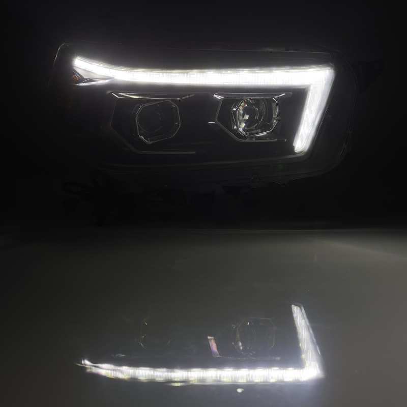 AlphaRex 10-13 Toyota 4Runner PRO-Series Projector Headlights Plank Style Black w/Seq Signal/DRL - Burkken Auto Parts