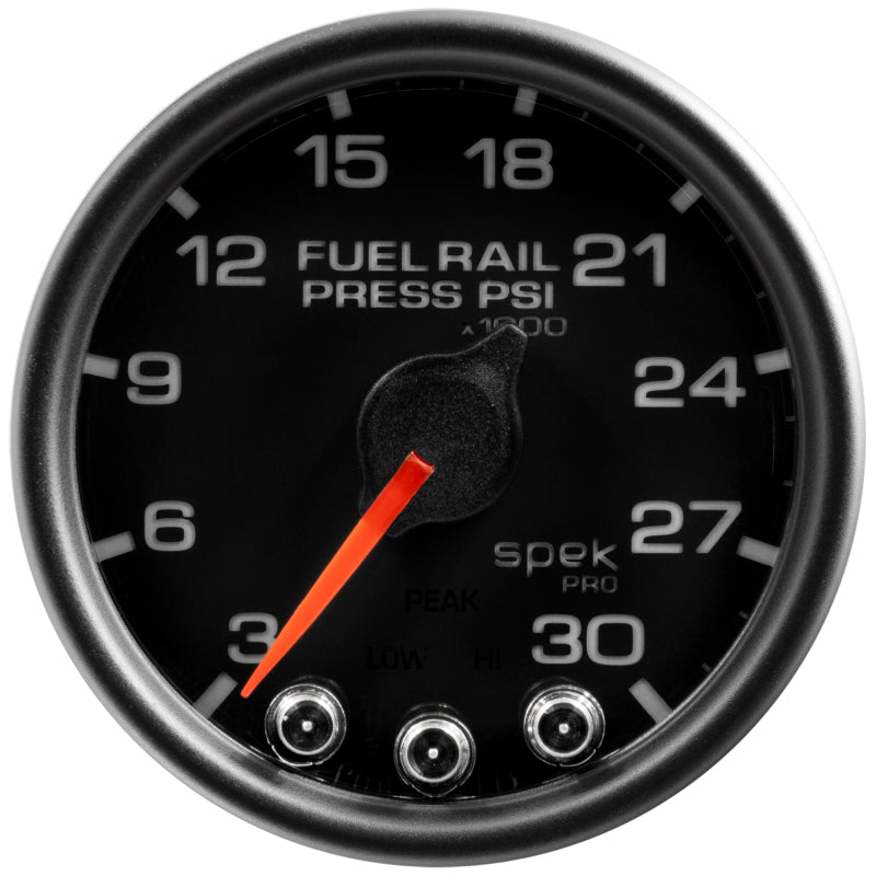 Autometer Spek-Pro Gauge Rail Press 2 1/16in 30Kpsi Stepper Motor W/Peak & Warn Blk/Blk - Burkken Auto Parts