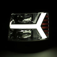 AlphaRex 07-13 Chevy 1500 LUXX LED Proj Headlights Plank Design Chrome w/ Activ Light/Seq Signal/DRL - Burkken Auto Parts